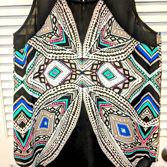 Mossimo Women's Large Hi Lo Tank Top With Tribal Pattern - Picture 5 of 10